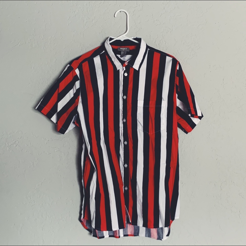 Red/White/Blue Forever 21 Button Up T Shirt